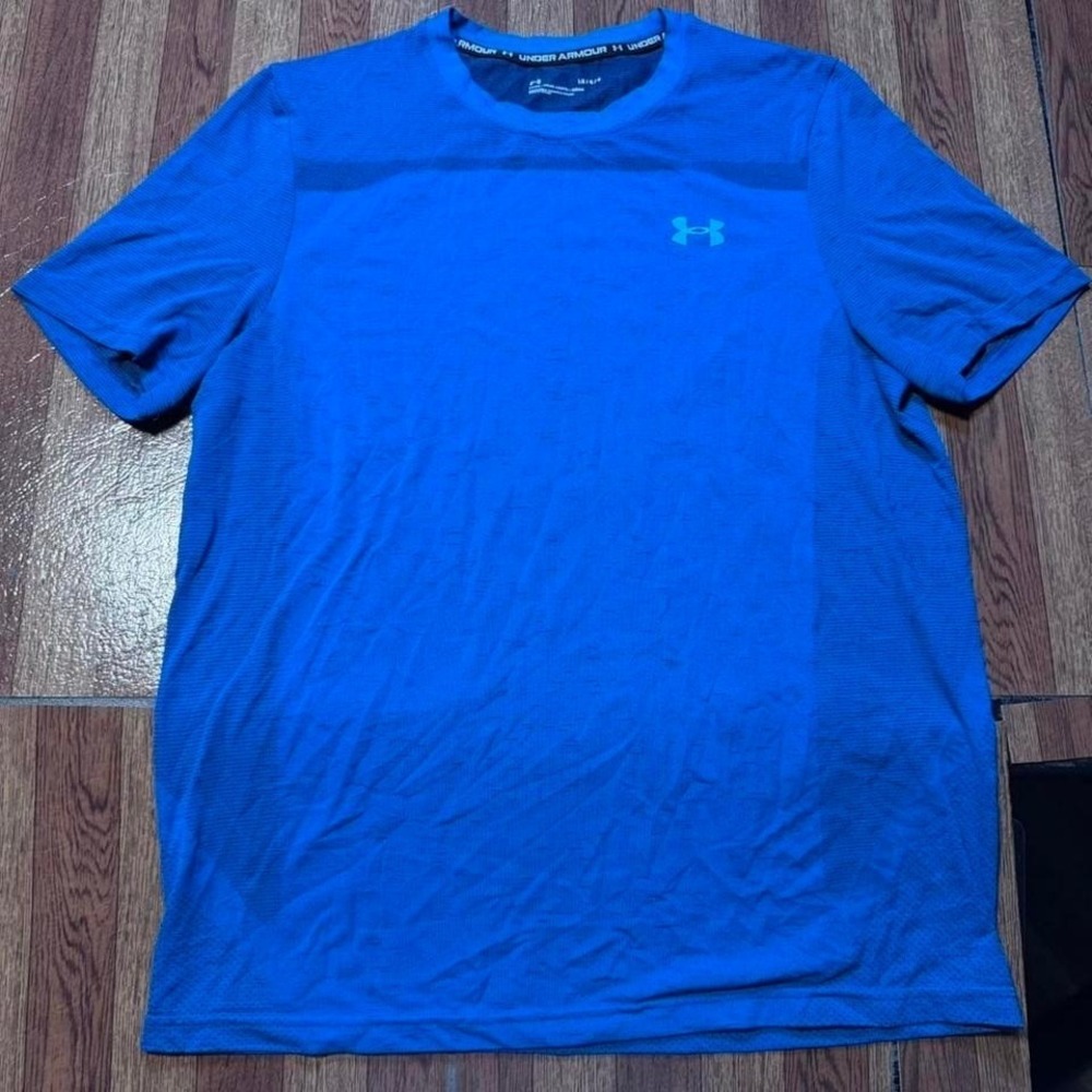 Under Armour Blue Retro Tech Sportswear Running Train Fitted Shirt Large